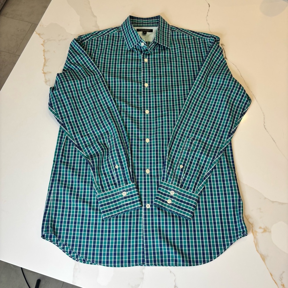 Banana Republic Blue and Green Plaid Button Down Shirt